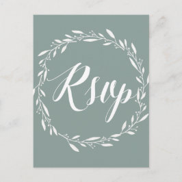 Elegante Boda RSVP postales Wreath sabio
