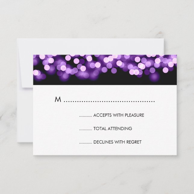 Elegante Boda RSVP Purple Hollywood Glam (Anverso)