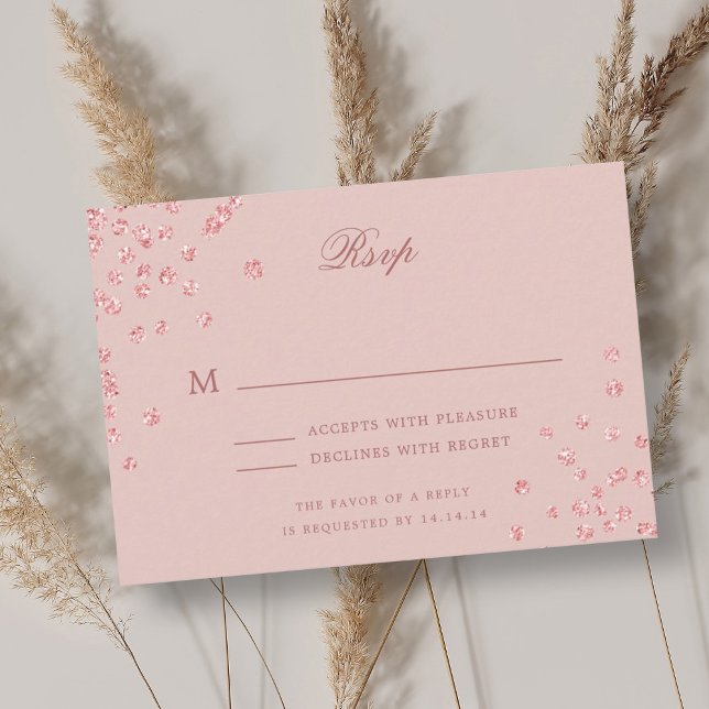 Elegante Boda RSVP Rosa Gold Rubor Confetti (Elegant Wedding RSVP Rose Gold Blush Confetti )