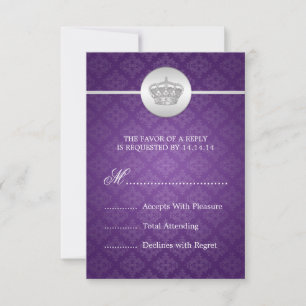 Elegante boda RSVP Royal Crown Purple