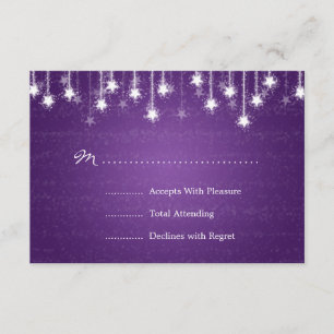 Elegante Boda RSVP Shimmering Stars Purple