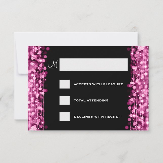 Elegante Boda RSVP Sparkles rosado (Anverso)