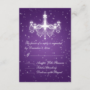 Elegante Boda RSVP Sparkling Chandelier Purple