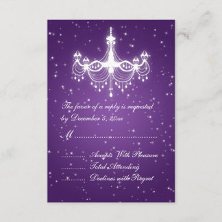 Elegante Boda RSVP Sparkling Chandelier Purple