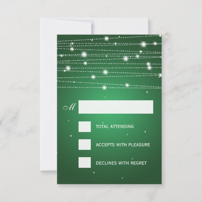 Elegante Boda RSVP Sparkling Lines Emerald Green (Anverso)