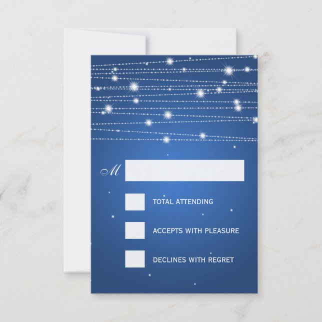 Elegante Boda RSVP Sparkling Lines Sapphire Azul (Anverso)