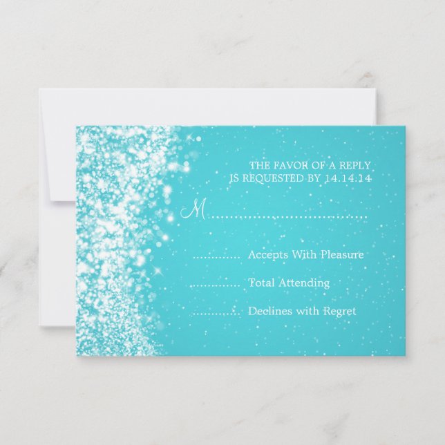 Elegante Boda RSVP Sparkling Wave Blue (Anverso)