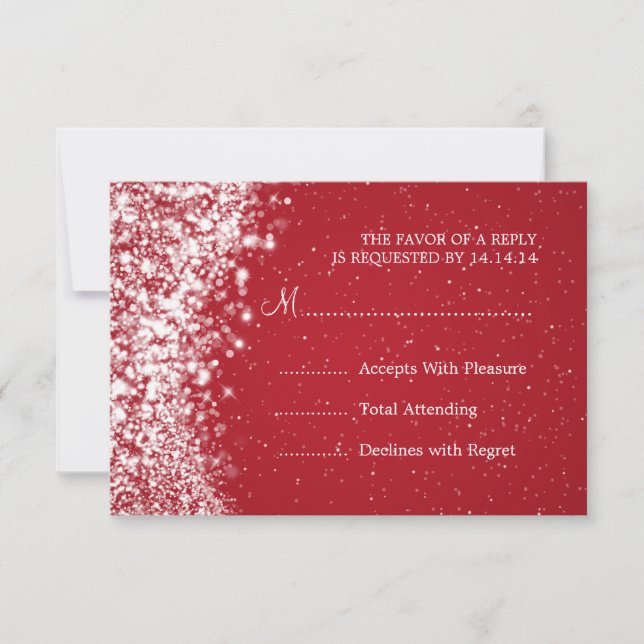 Elegante Boda RSVP Sparkling Wave Red (Anverso)