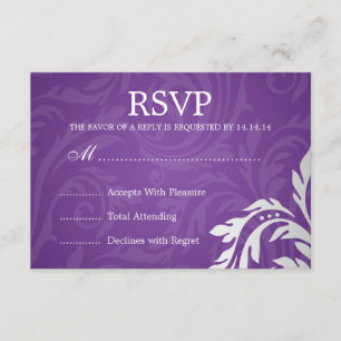 Elegante Boda RSVP Swirly Flourish Purple
