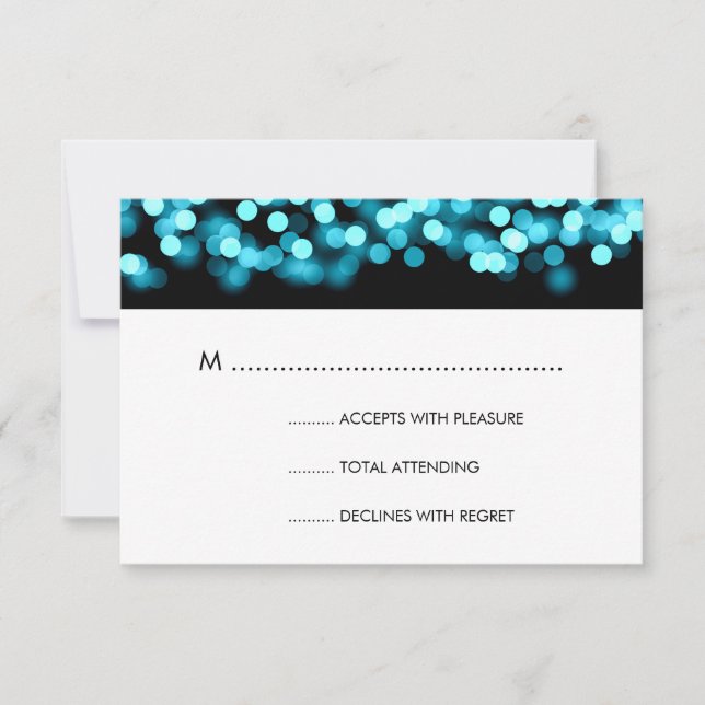 Elegante Boda RSVP Turquoise Hollywood Glam (Anverso)