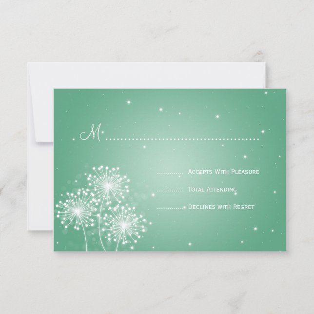 Elegante Boda RSVP Verano Sparkle Mint Verde (Anverso)