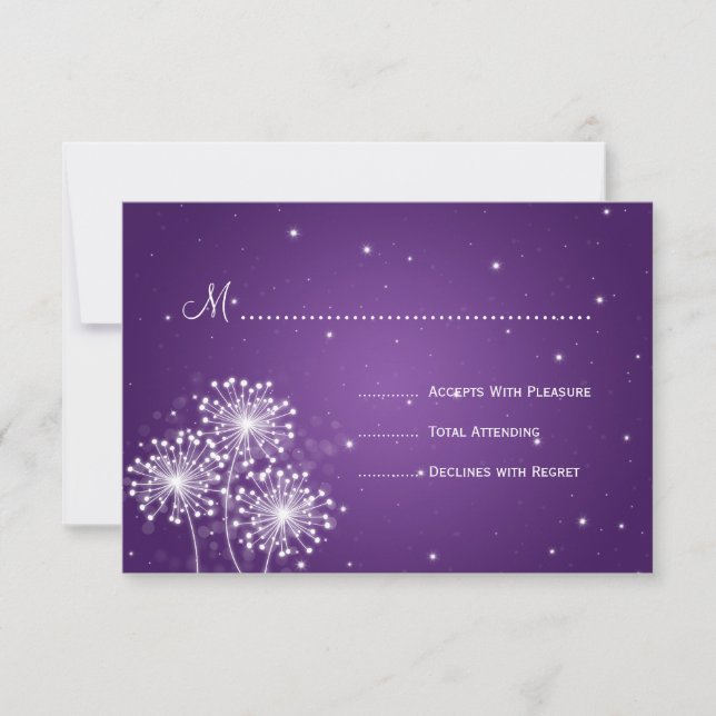 Elegante Boda RSVP Verano Sparkle Purple (Anverso)