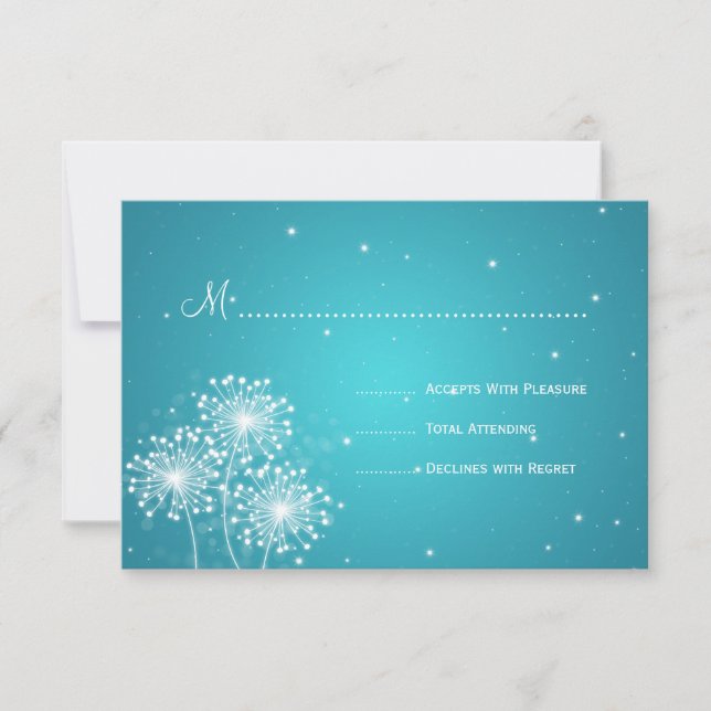 Elegante Boda RSVP Verano Sparkle Turquesa (Anverso)