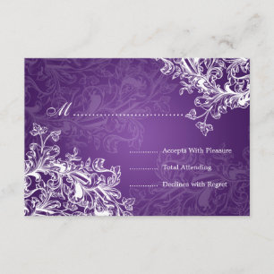 Elegante Boda RSVP Vintage Swirls Purple