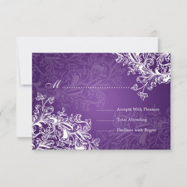 Elegante Boda RSVP Vintage Swirls Purple (Anverso)