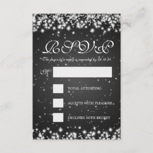 Elegante Boda RSVP Winter Sparkle Black