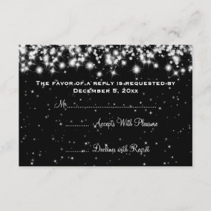Elegante Boda RSVP Winter Sparkle Black