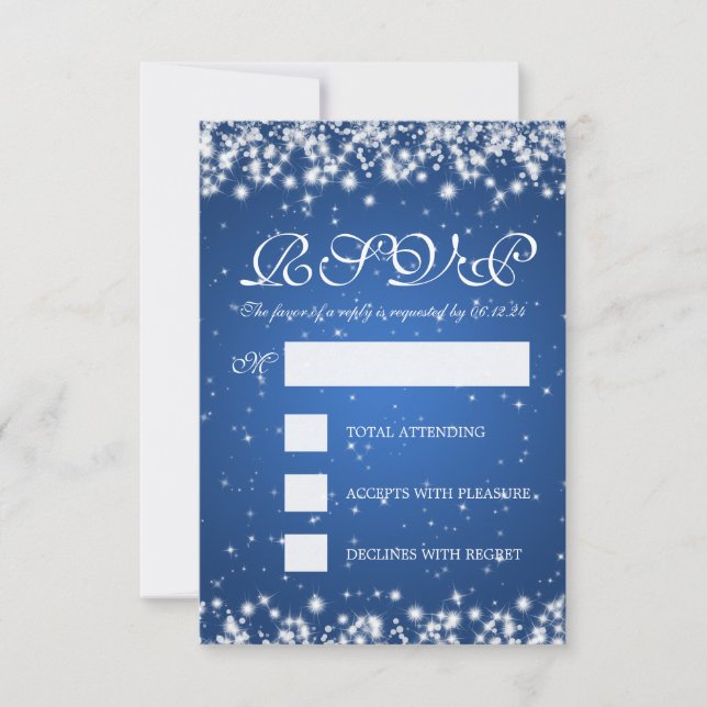 Elegante Boda RSVP Winter Sparkle Blue (Anverso)