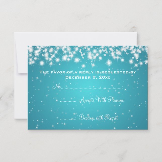 Elegante Boda RSVP Winter Sparkle Blue (Anverso)