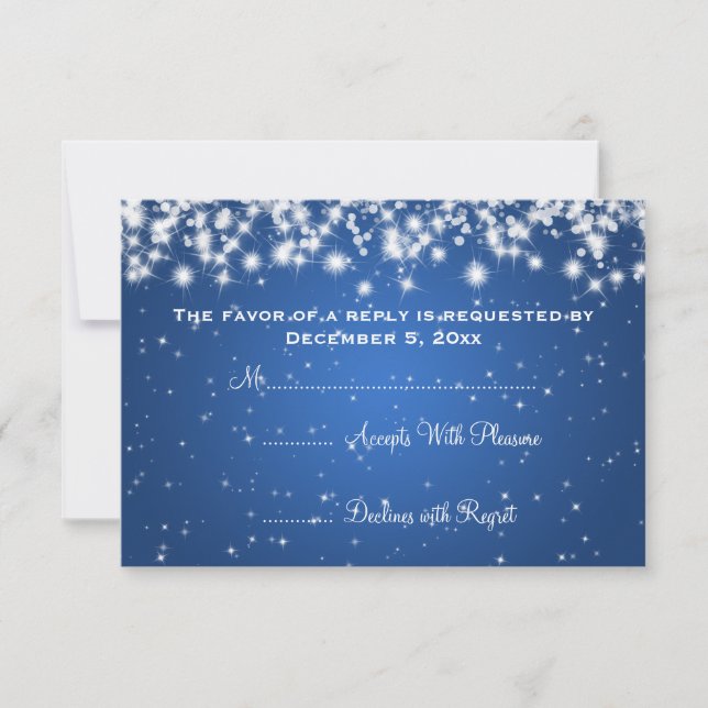Elegante Boda RSVP Winter Sparkle Blue (Anverso)