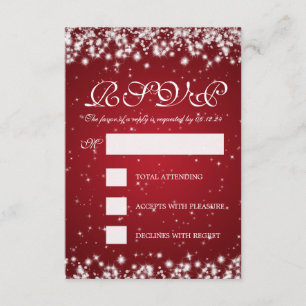 Elegante Boda RSVP Winter Sparkle Red