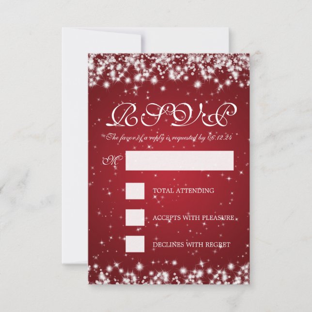 Elegante Boda RSVP Winter Sparkle Red (Anverso)