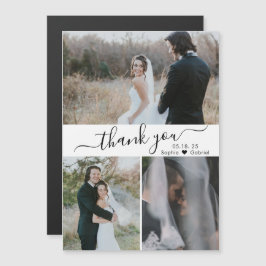 Elegante Boda Script 3 Collage de fotos Gracias