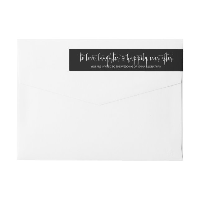 Elegante Boda simple negro y blanco Minimalista (Reverso)