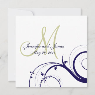 Elegante Boda Swirl Invitación Marina Verde Blanco