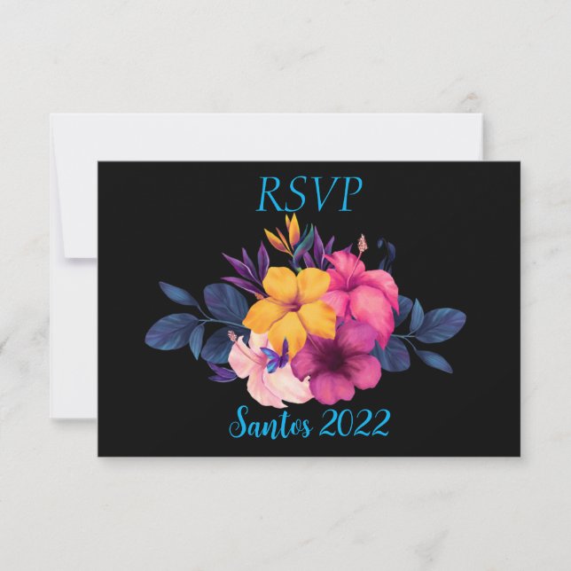 Elegante Boda Temática Tropical RSVP (Anverso)