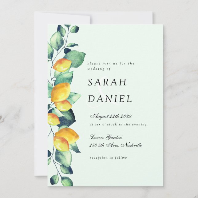 Elegante Boda Toscana Invitación Lightgreen (Anverso)
