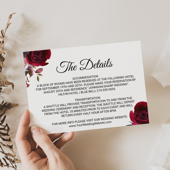 Elegante Boda tropical detalles Insertar tarjeta (Subido por el creador)