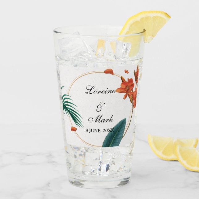 Elegante Boda tropical floral (Reverso (hielo))