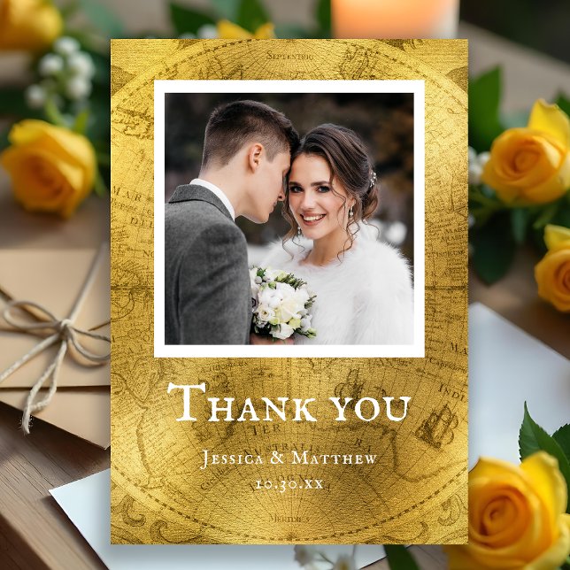 Elegante Boda único de fotos Tarjeta de agradecimi (Elegant Single Photo Wedding Thank You Card)