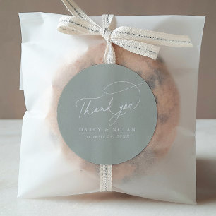 Elegante Boda Verde Encanto Gracias Pegatinas