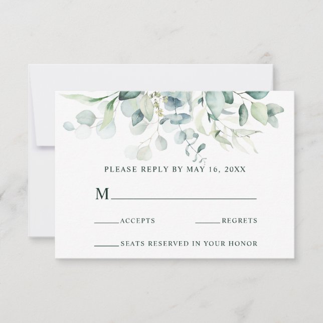 Elegante Boda Verde Foliage RSVP (Anverso)
