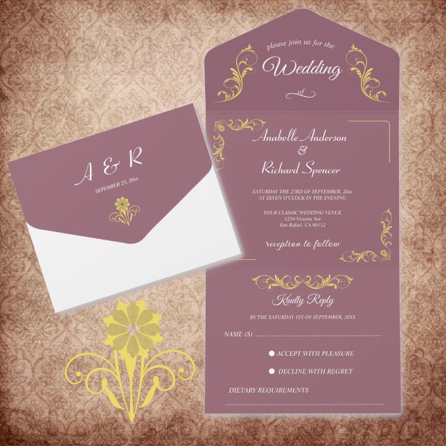 Elegante Boda Victoriano Todo En Una Invitación (Subido por el creador)