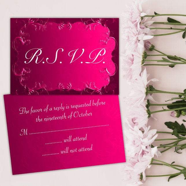 Elegante Boda Vintage Rosa RSVP (Subido por el creador)