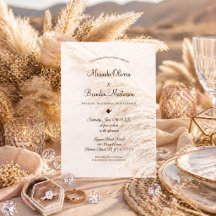 Elegante Bohemia Pampas Invitación a la Boda de Gr