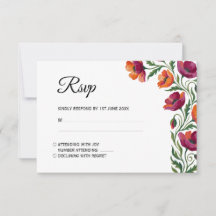 Elegante Boho Acuarela Floral de Amapola RSVP de B