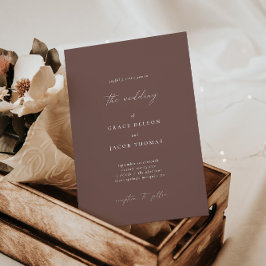 Elegante Boho Dark Mauve Wedding Invitación