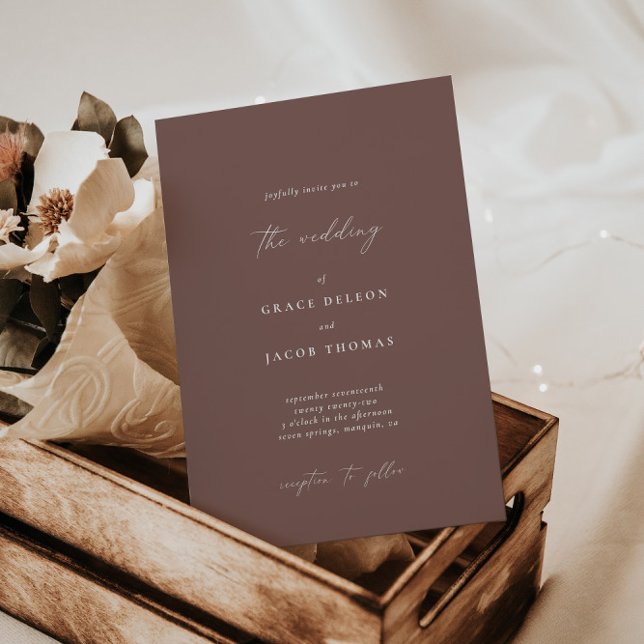 Elegante Boho Dark Mauve Wedding Invitación (Subido por el creador)