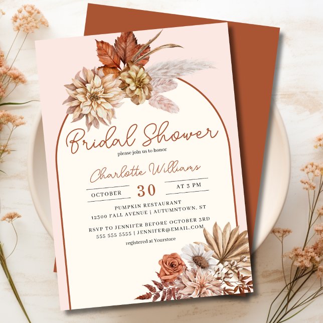 Elegante Boho Floral Bridal Ducha Invitación (Elegant Boho Floral Bridal Shower Invitation)