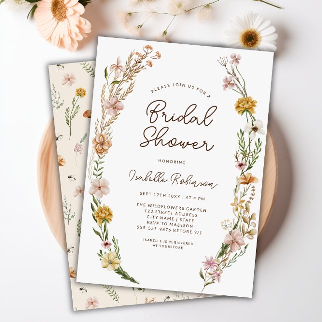 Elegante Boho Floral Bridal Ducha Invitación (Elegant Boho Floral Bridal Shower Invitation)