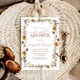 Elegante Boho Floral Bridal Ducha Invitación