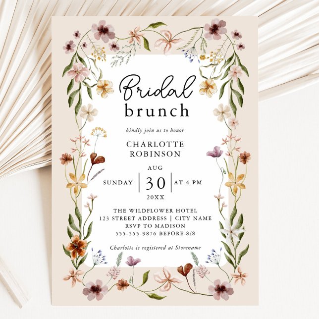 Elegante Boho Floral Bridal Ducha Invitación (Elegant Boho Floral Bridal Shower Invitation)