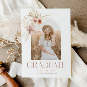 Elegante Boho Floral   Invitación a graduación de