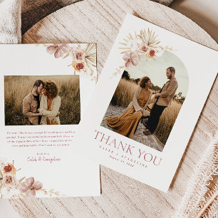 Elegante Boho Floral   Tarjeta de agradecimiento d