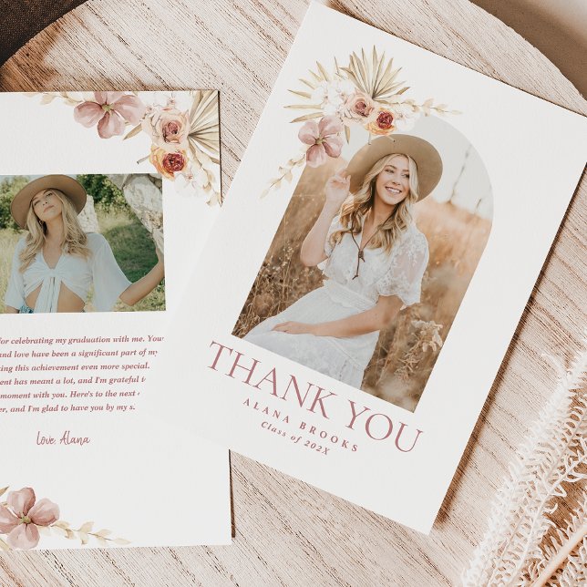 Elegante Boho Floral | Tarjeta de agradecimiento d (Subido por el creador)