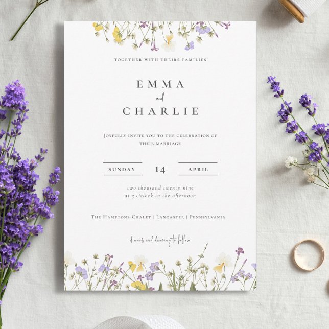 Elegante Boho Garden Wildflowers Invitación a la b (Subido por el creador)